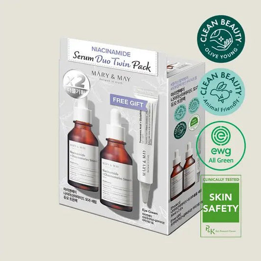 Mary&May Niacinamide Serum Duo Twin Pack 30ml x2 Eye Cream 12g for Radiant Skin - 30ml*2 + 12g